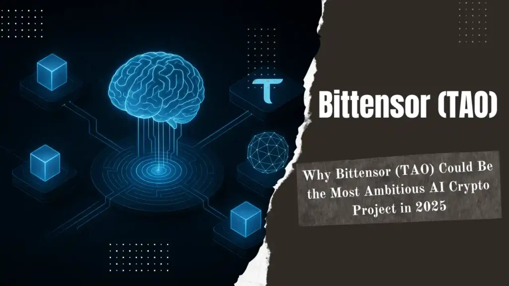 Illustration of Bittensor (TAO) as a leading decentralized AI crypto project in 2025.