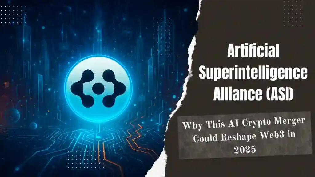 Futuristic digital scene showing the ASI logo glowing amid interconnected circuits, symbolizing decentralized AI coordination and blockchain intelligence.