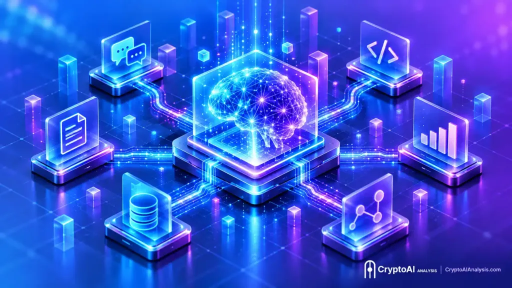 Sentient crypto GRID architecture diagram showing how AI Artifacts earn SENT tokens by routing user queries across a decentralized network.