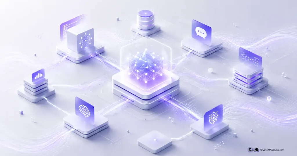 Sentient (SENT): Open AGI, GRID Architecture, and Token Risks 2 Sentient crypto GRID architecture diagram showing how AI Artifacts earn SENT tokens by routing user queries across a decentralized network.